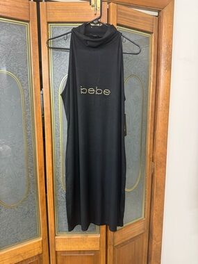 bebe Black Sleeveless Logo Midi Dress BRAND NEW XL